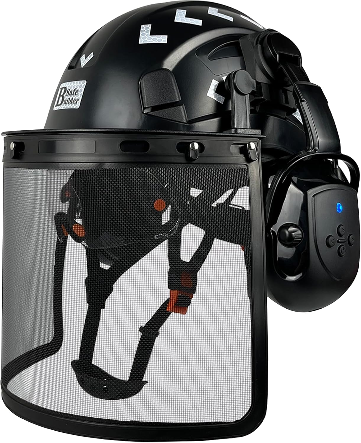 Forestry safety helmet with Bluetooth ear muffs and visor