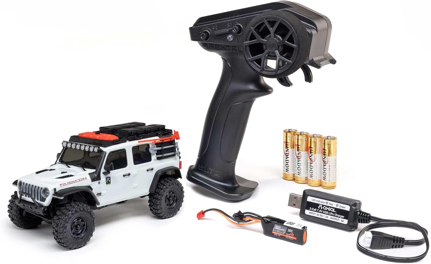 Axial RC Truck 1/30 SCX30 Jeep Wrangler JLU 4X4 RTR Brushed Rock Crawler (Battery & Charger Included), White, AXI-2261T2