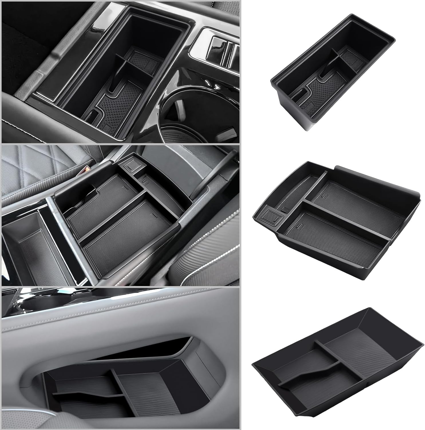 CDEFG 3PCS for 2024 2025 Atlas Center Console Organizer Tray Compatible with 2024 2025 Volkswagen VW Atlas SEL R-Line SE/Atlas Cross Sport Accessories Middle Console Floor Tray Storage Box