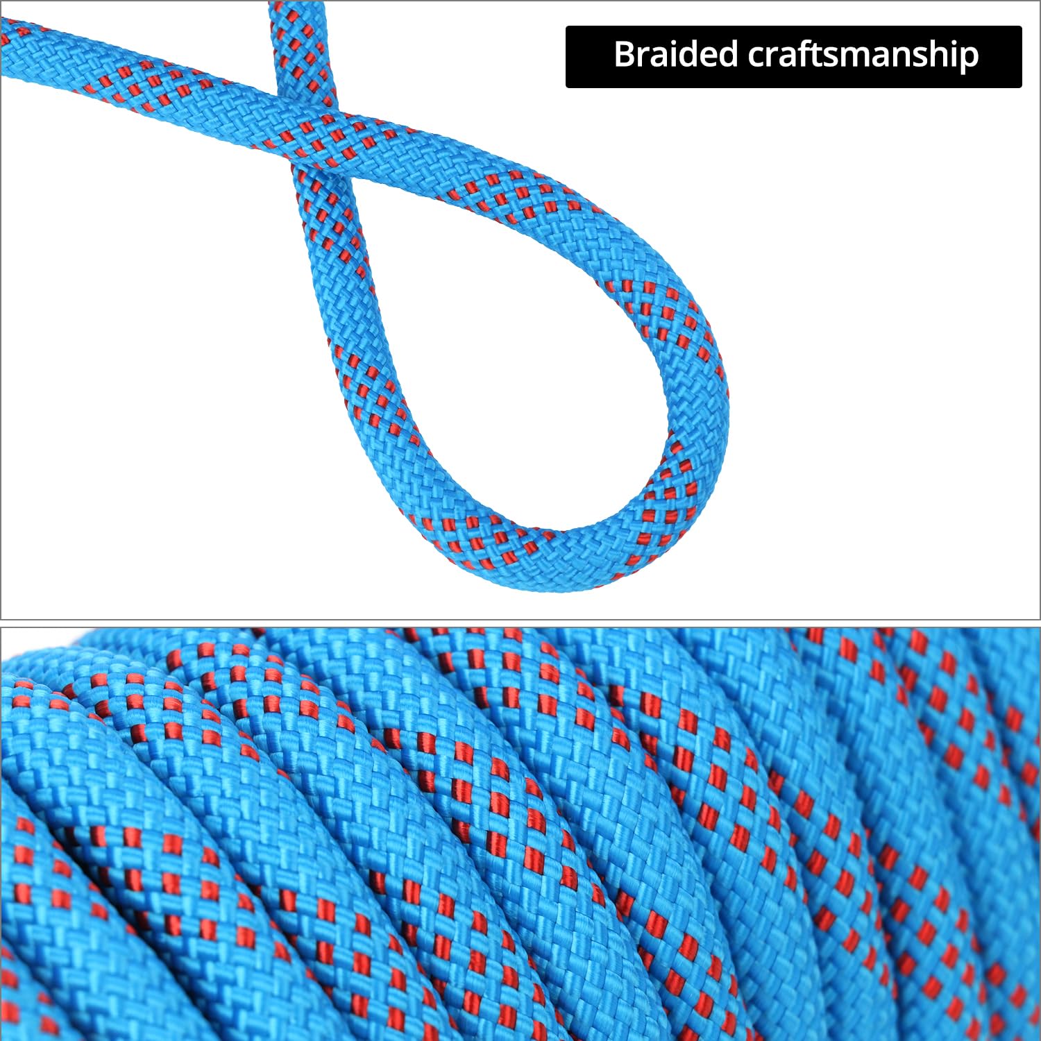 QWORK® Corde 10 mm x 20 m Bleue, Corde Extérieur, Antidérapante et Résistante, pour Agriculture, Tente