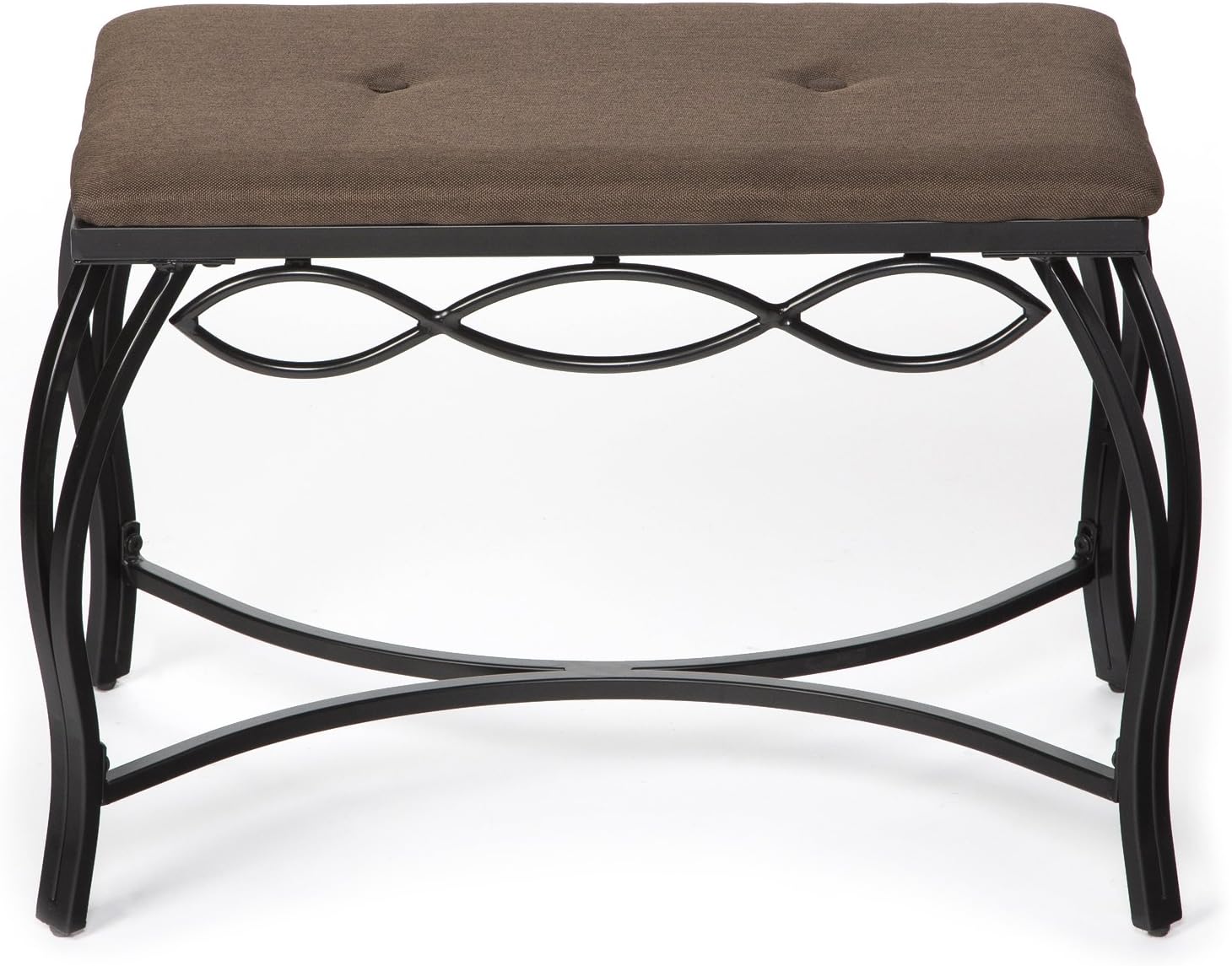 Mango Steam Mocha Brown Upholstered Vanity Bench - Versatile Shoe Stool, Makeup Seat, Entryway Bench, Powder Coated & Space-Saving