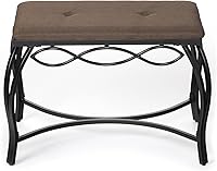 Mango Steam Mocha Brown Upholstered Vanity Bench - Versatile Shoe Stool, Makeup Seat, Entryway Bench, Powder Coated & Space-Saving