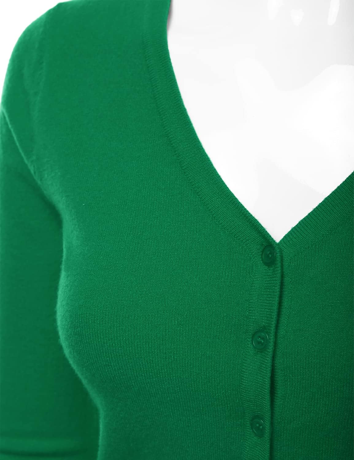 Women's 3/4 Sleeve V-Neck Button Down Knit Sweater Soft Cardigan (S-XXL) - Image 4