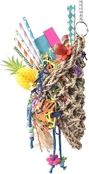 KATUMO Bird Toys, Seagrass Basket Toy with Array of Chewable Parrot Foraging for Small Medium Parrot Birds
