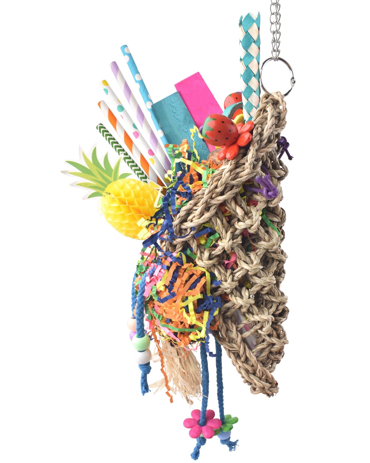KATUMO Bird Toys, Seagrass Basket Toy with Array of Chewable Parrot Foraging for Small Medium Parrot Birds