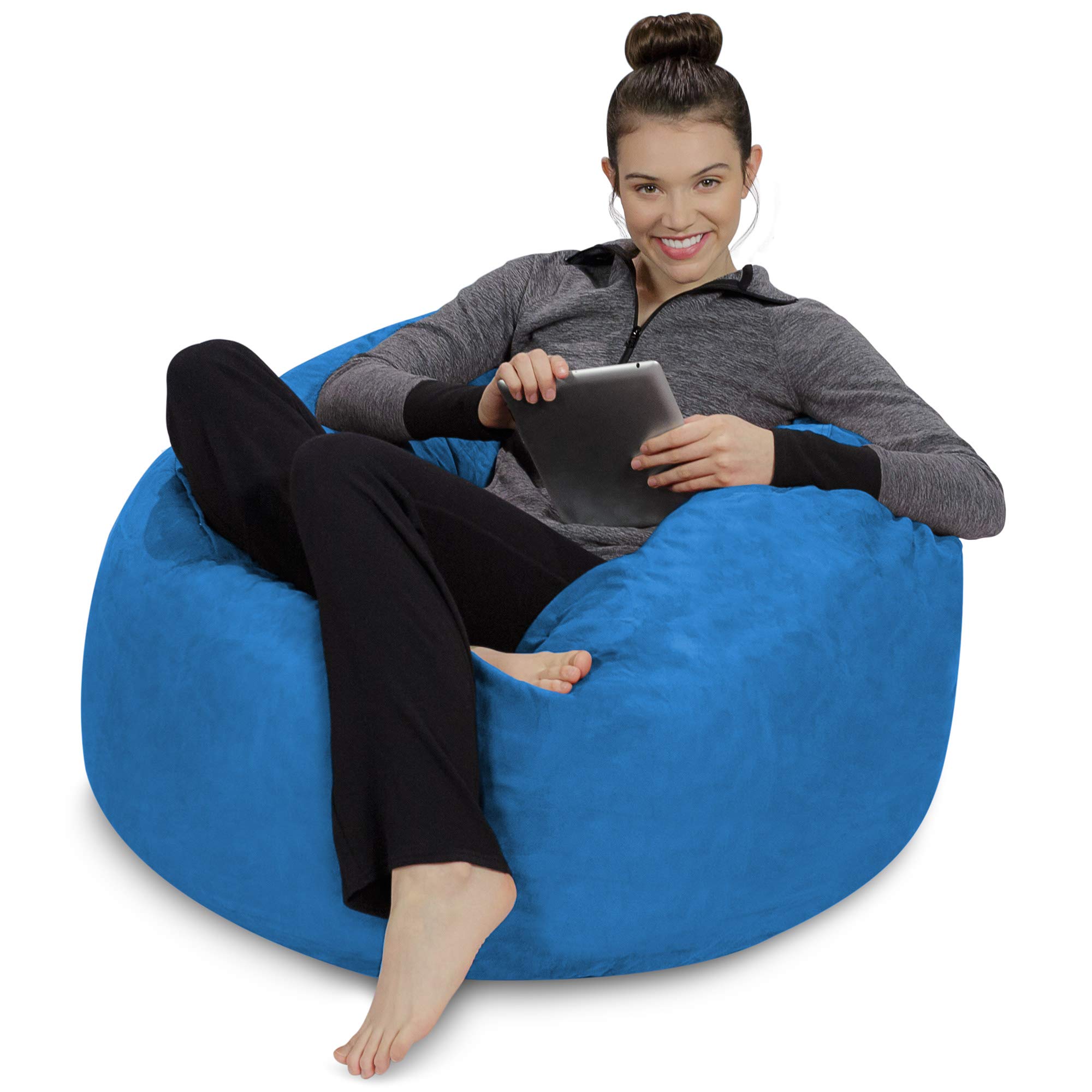 Sofa Sack - Plush, Ultra Soft Bean Bag Chair - Memory Foam Bean Bag Chair with Microsuede Cover - Stuffed Foam Filled Furniture and Accessories for Dorm Room - Royal Blue 3'