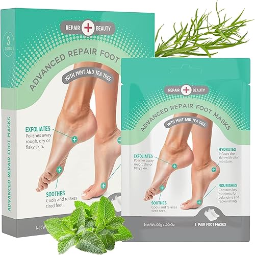 Calcetines hidratantes para pies de menta y árbol de té, hidratan el talón seco y agrietado, alivia los pies cansados, mascarillas exfoliantes para