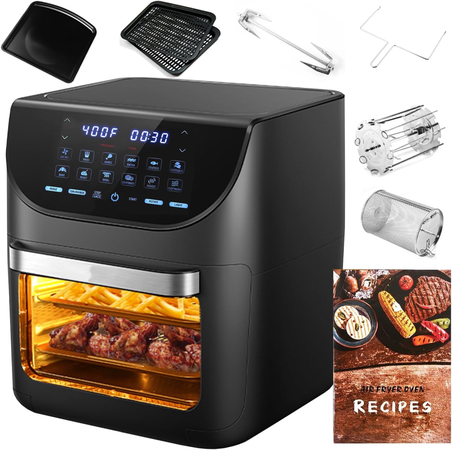 TUOKE 12L Air Fryer Oven, 1700W Digital Air Fryer Oven, Smart Tabletop