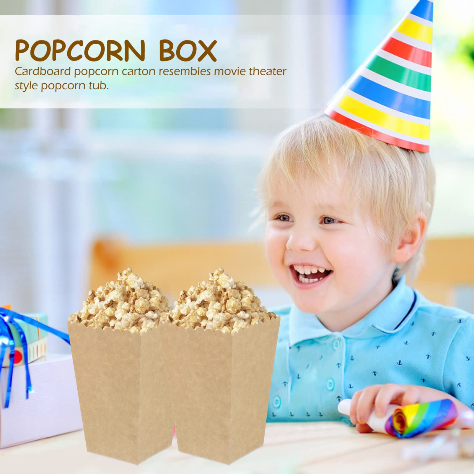ULTECHNOVO 100piezas Caja De Palomitas De Papel Para Eventos Embalaje Snacks Decoración Para Fiestas De Cumpleaños y Bodas Material Cartón Resistente Estilo Cine