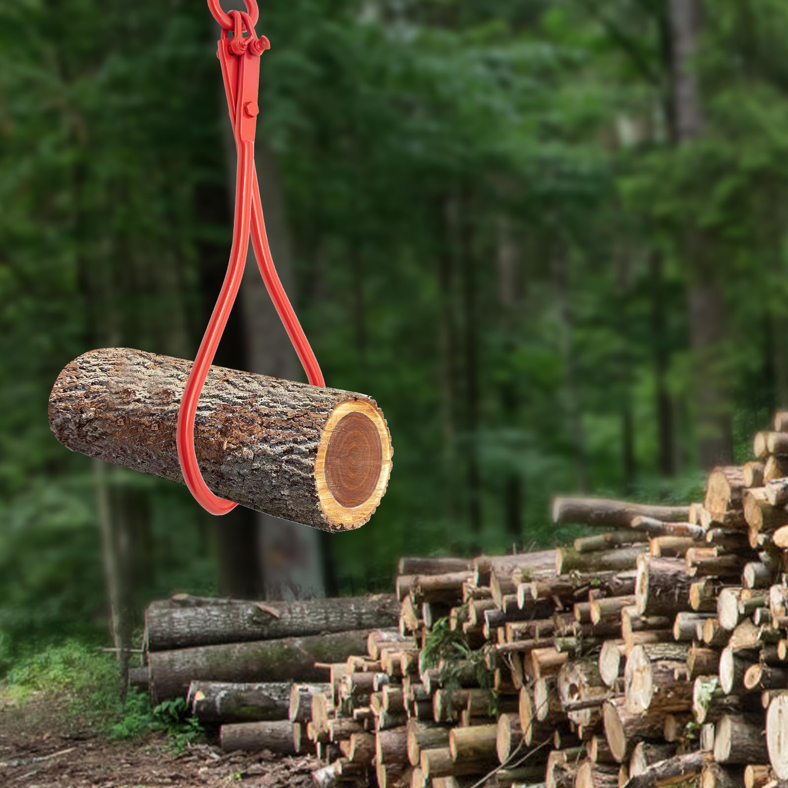 Pinzas para madera, 36 pulgadas, de acero al carbono, capacidad de carga de 1000 kg, área de apertura de 0 ~ 91,44 cm, 2 garras para troncos de árboles y varillas, color rojo
