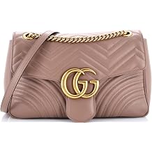 Pre-Loved GG Marmont Flap Bag Matelasse Leather Medium, Neutral
