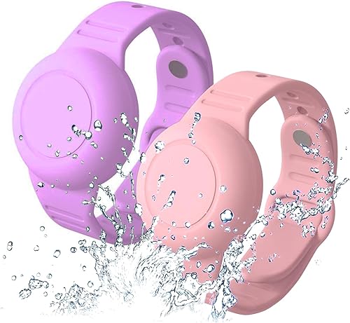 Pulsera Airtag impermeable para niños, paquete de 2 pulseras de Airtag ocultas, funda de silicona antipérdida para Apple Airtag para niños, funda