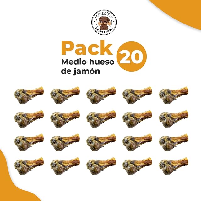 Foto 2 de 7 de GESPETFOOD - Medio Hueso de Jamón para Perros - Pack 20 Uds. - Hueso para Perros - Horneados - 100% Natural