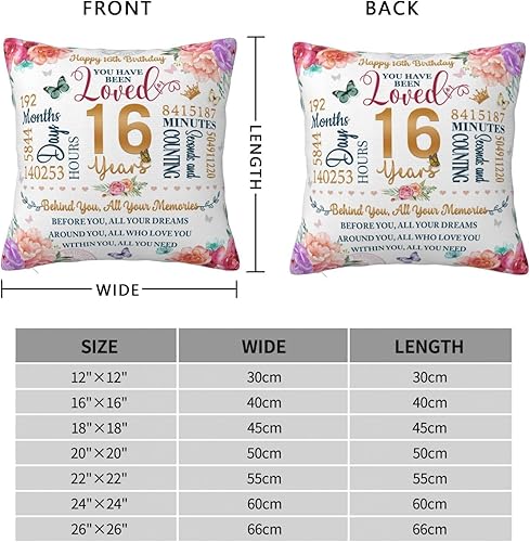 Miniatura 6 de Regalos de cumpleaños número 16 para niñas, regalos para niñas de 16 años, funda de almohada de 18 x 18 pulgadas, regalos de dulces dieciséis para