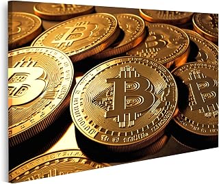 islandburner cuadro sobre lienzo Bitcoin pila fondo digital criptomoneda plano muchas imágenes de oro murales carteles
