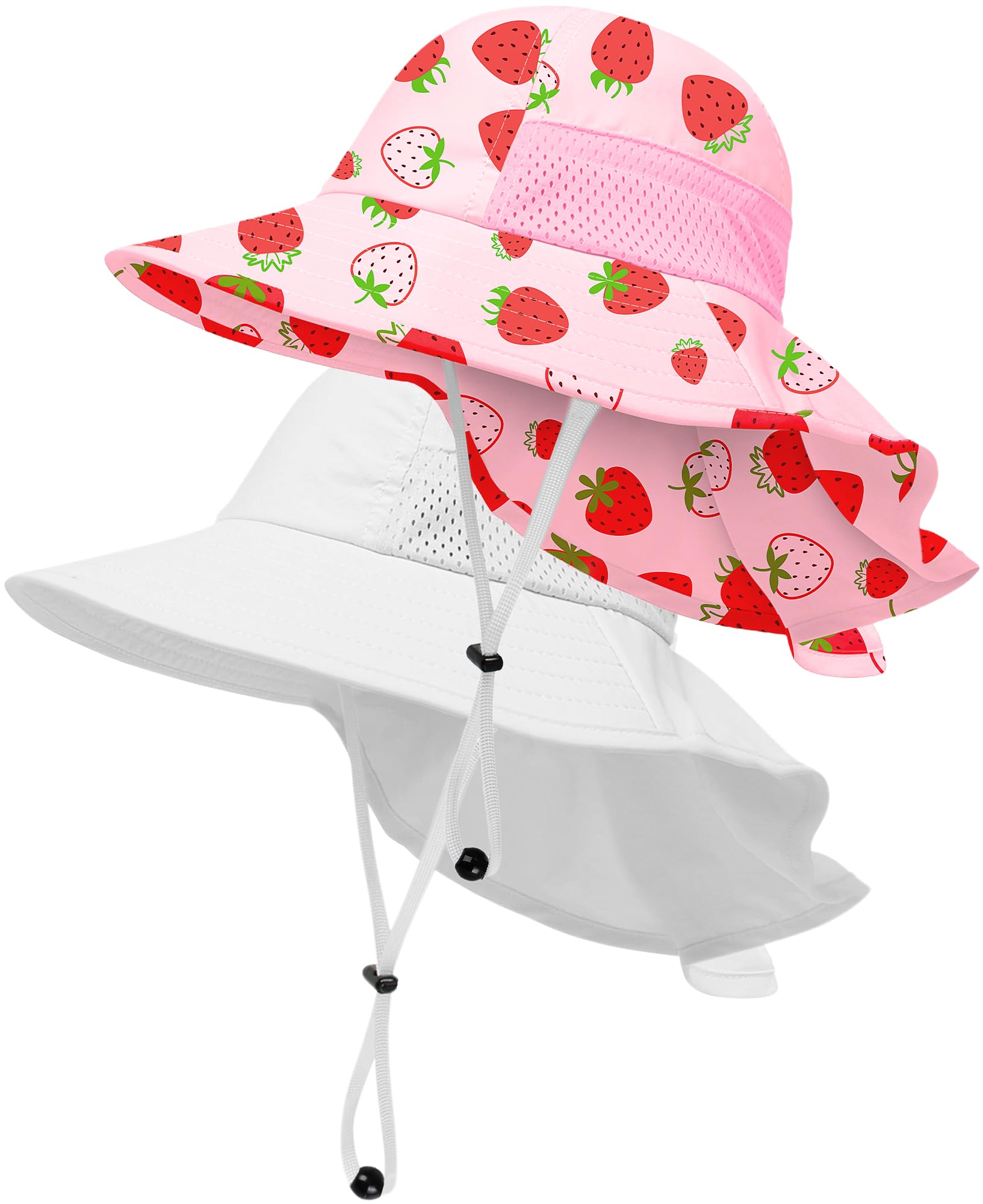 Toddler Baby Sun Hat Kids Summer Beach Essentials Adjustable Beach Hats with Bucket Wide Brim for Boys Girls Age 0-14 Years