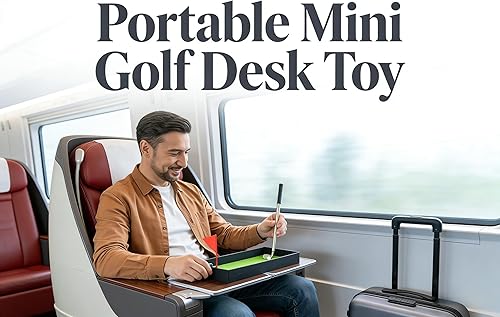 Miniatura 6 de MAGIKON Juego de regalo de mini juegos de escritorio de golf con bandera verde, 3 bolígrafos de golf y 2 pelotas para golfistas, compañeros de