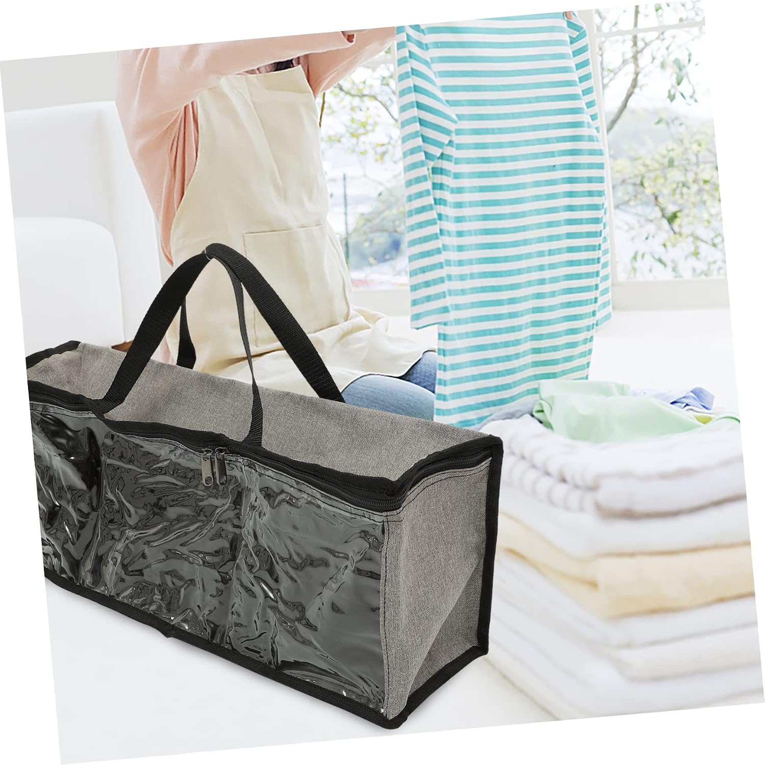 Square Hat Storage Bag with Portable Handles, Large Capacity Oxford Cloth image 3
