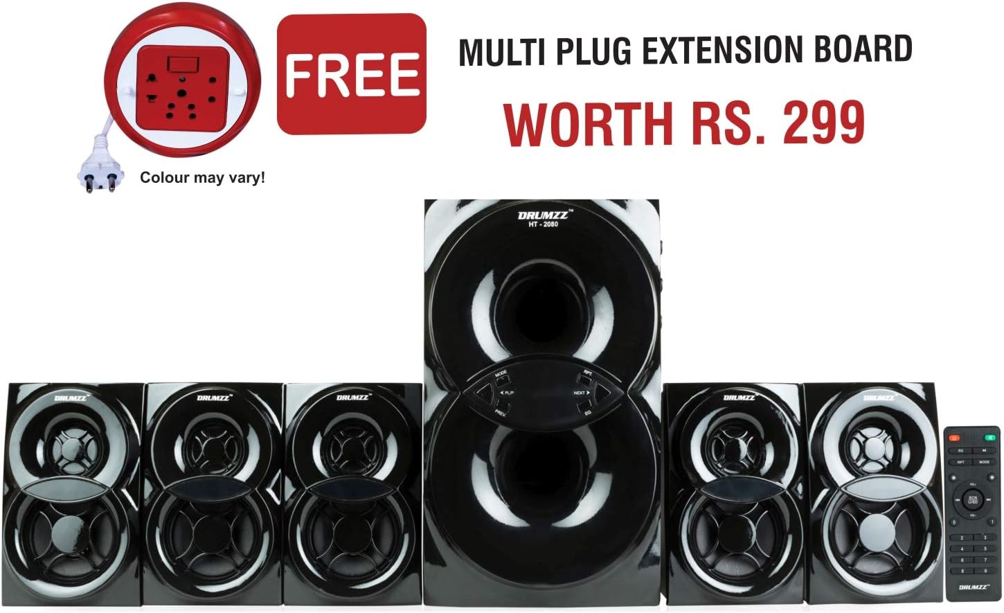 DRUMZZ 5.1 Bluetooth Home Theater System Multimedia Speaker with 6.5 Inches Woofer, Bass and Treble Control and Extension Board