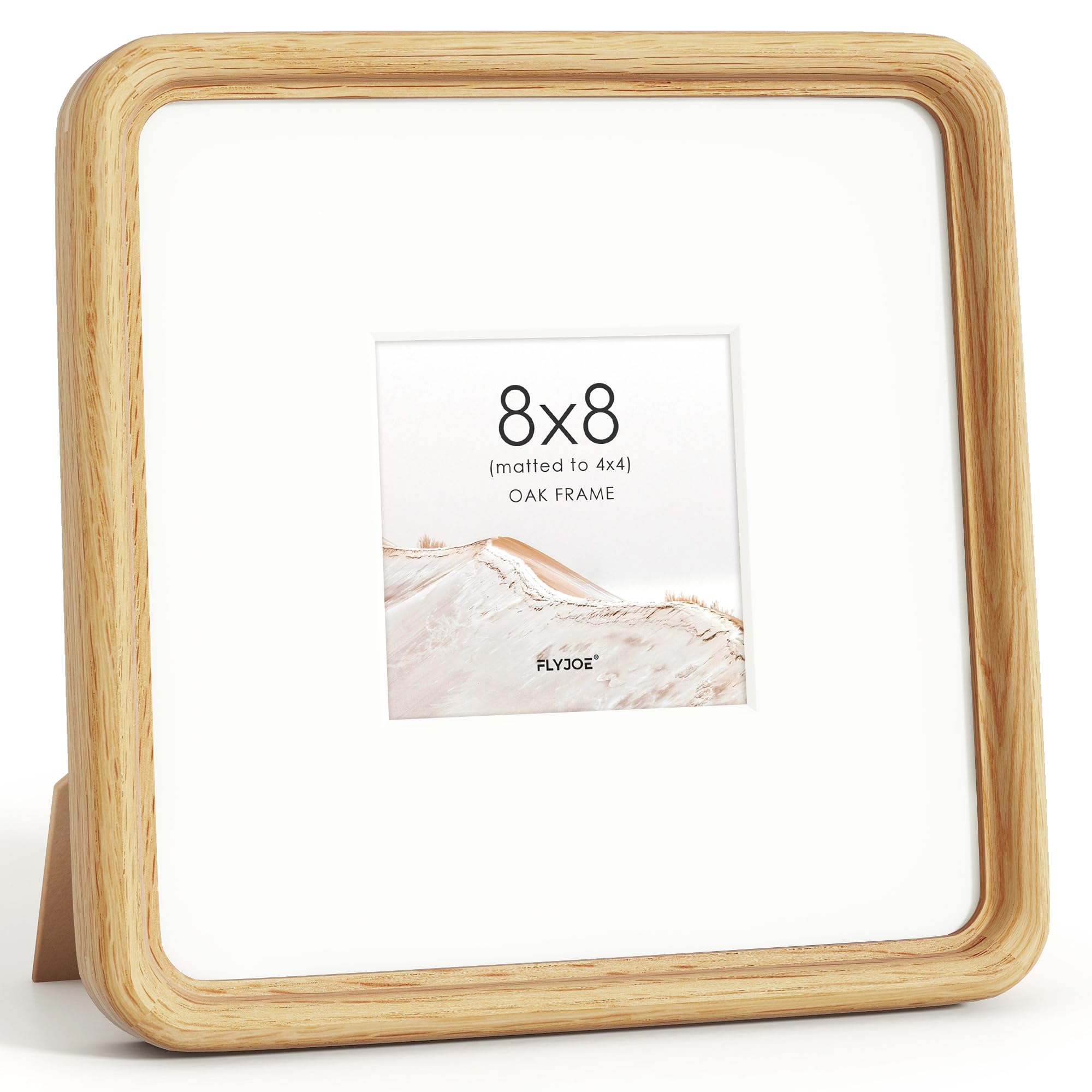 Solid Wood Picture Frame, Tempered Glass, Mat, Oak, 8x8/20x20cm, 1pcs