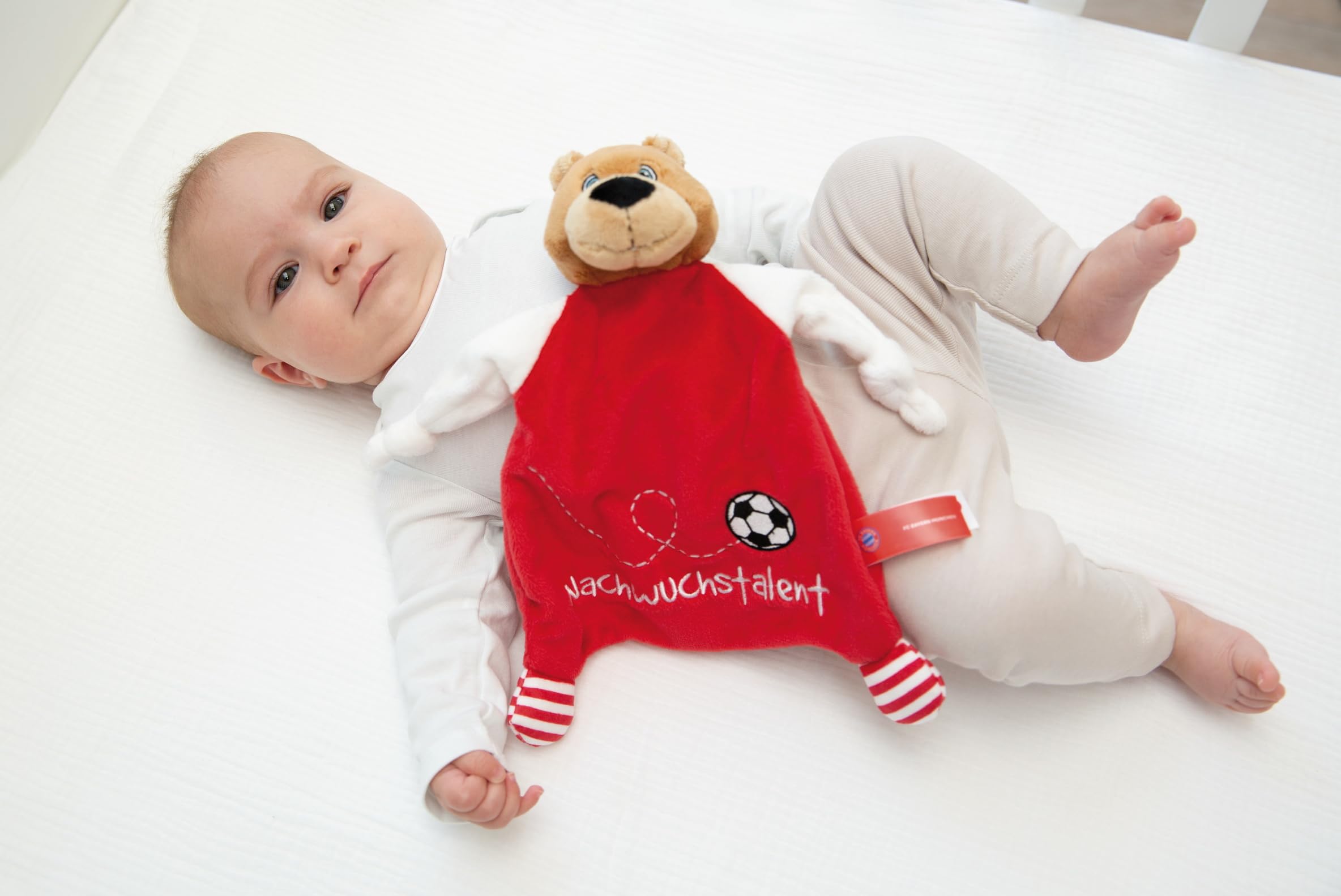 NICI Chusteczka przytulanka FC Bayern Miś Berni 25x25cm czerwona