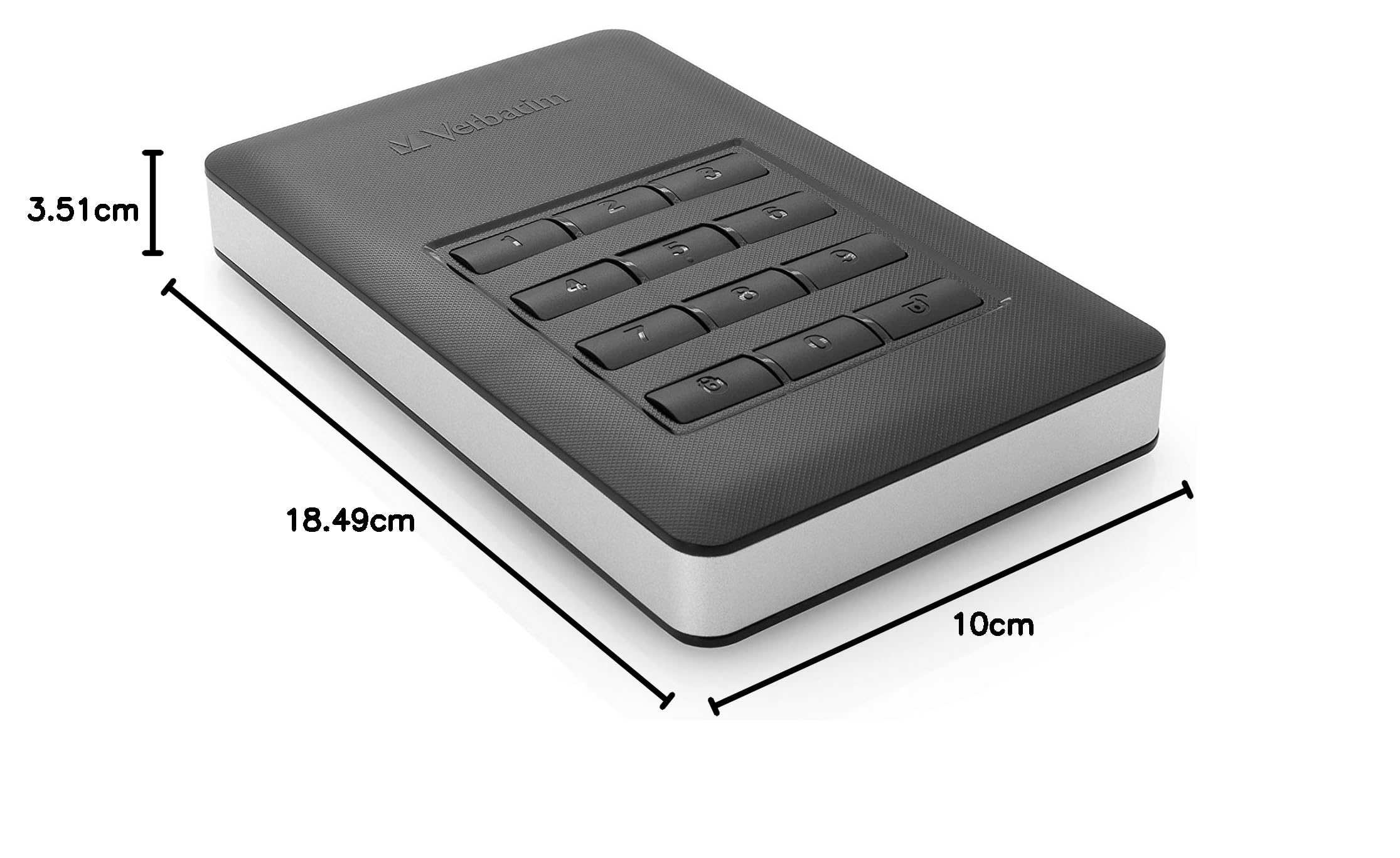 Disco rigido esterno Verbatim Store 'n' Go Secure Portable I da 2 TB I Black I con Code Access I USB 3.2 GEN 1 I Disco rigido esterno I per Windows e MacOSX I Disco rigido portatile I Disco rigido USB
