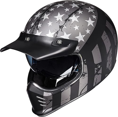 ILM Casco vintage de cara completa de motocicleta para adultos y hombres, compatible con ciclomotor, ATV, Cruiser, scooter, DOT ECE, modelo Z502