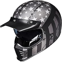 Vintage Full Face Motorcycle Helmets for Adults Men Inner Visor Compatible for Moped ATV Cruiser Scooter DOT ECE Model Z502(Patriotic Flag, L)