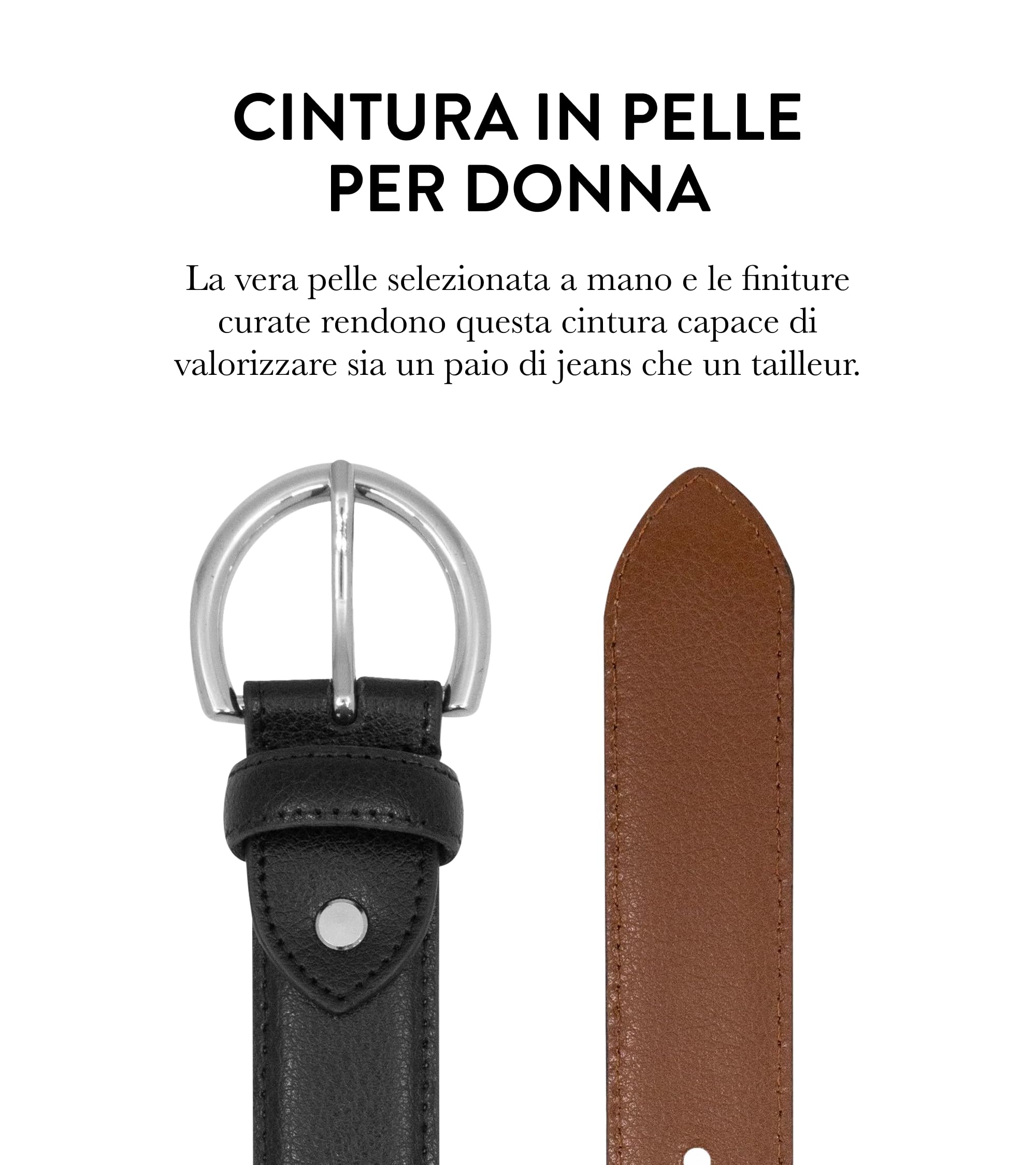 GLOVE STORY Cintura Donna Artigianale in Vera Pelle Regolabile – Elegante e Versatile per Jeans, Abiti e Tailleur – Accessorio Moda Fatto a Mano con Fibbia Raffinata