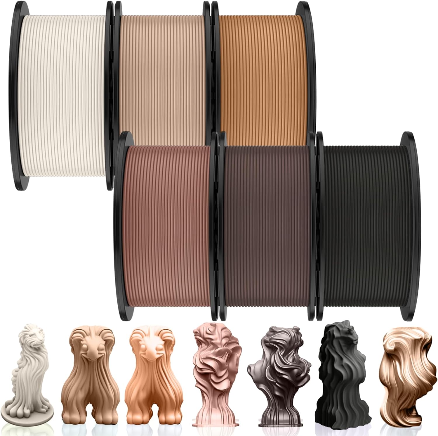 Pangda 3D Printer Filament Pla Bundle 1.75mm Multicolor, ±0.02mm Dimensional Accuracy, 3D Printing Filament for DIY Projects, Holiday Crafts(1.5 kg,Earth Color)