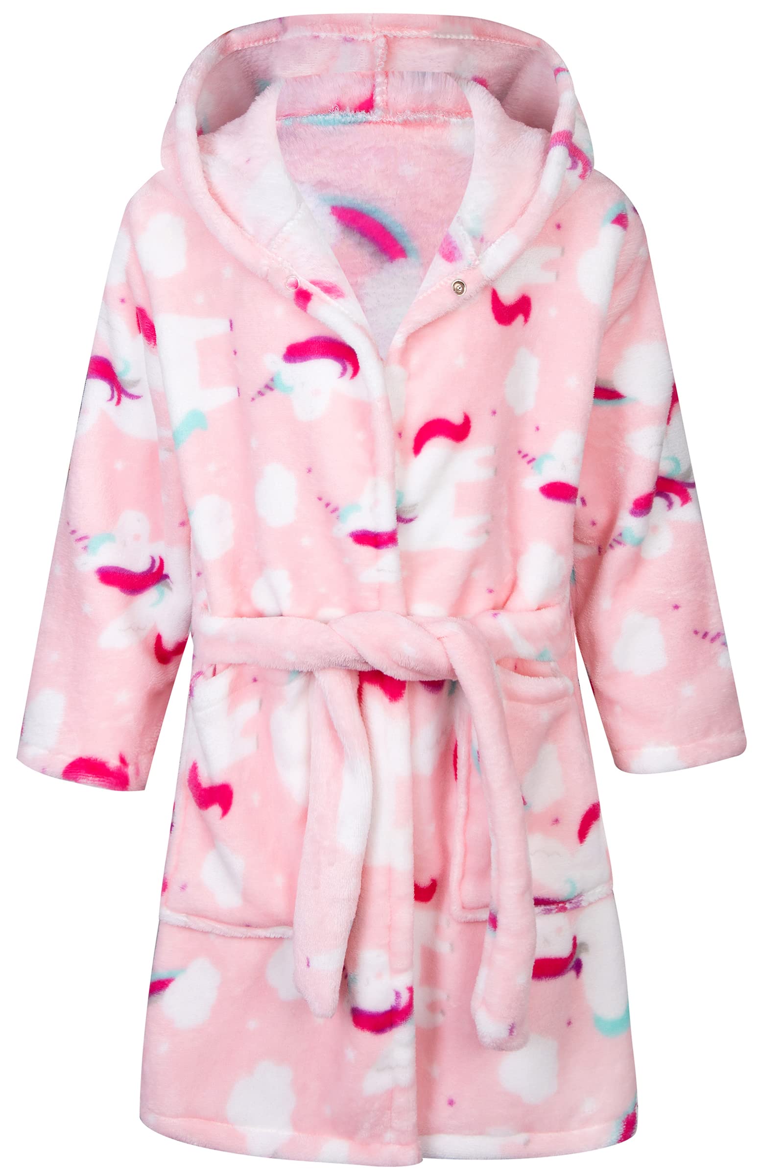ABSMM Kids Little Boys Girls Cartoon Animal Hooded Bathrobe Toddler Robe Pajamas Sleepwear
