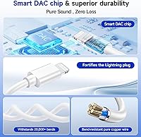 Vista 4 de [Certificado MFi de Apple] Adaptador de carga y audio 2 en 1 para iPhone, dongle divisor de Lightning a conector de auriculares de 3.5mm, compatible