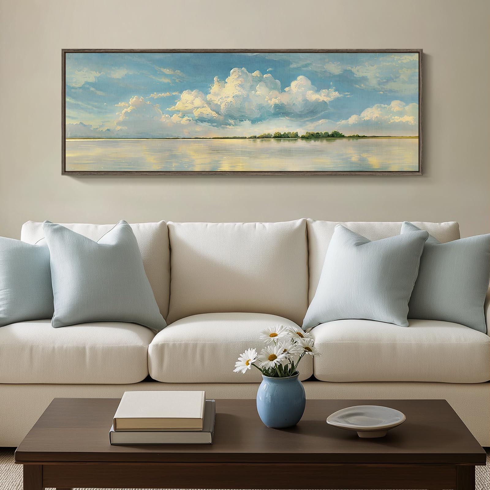 Amazon.com: Framed Blue Landscape Canvas Wall Art, Sky Cloud