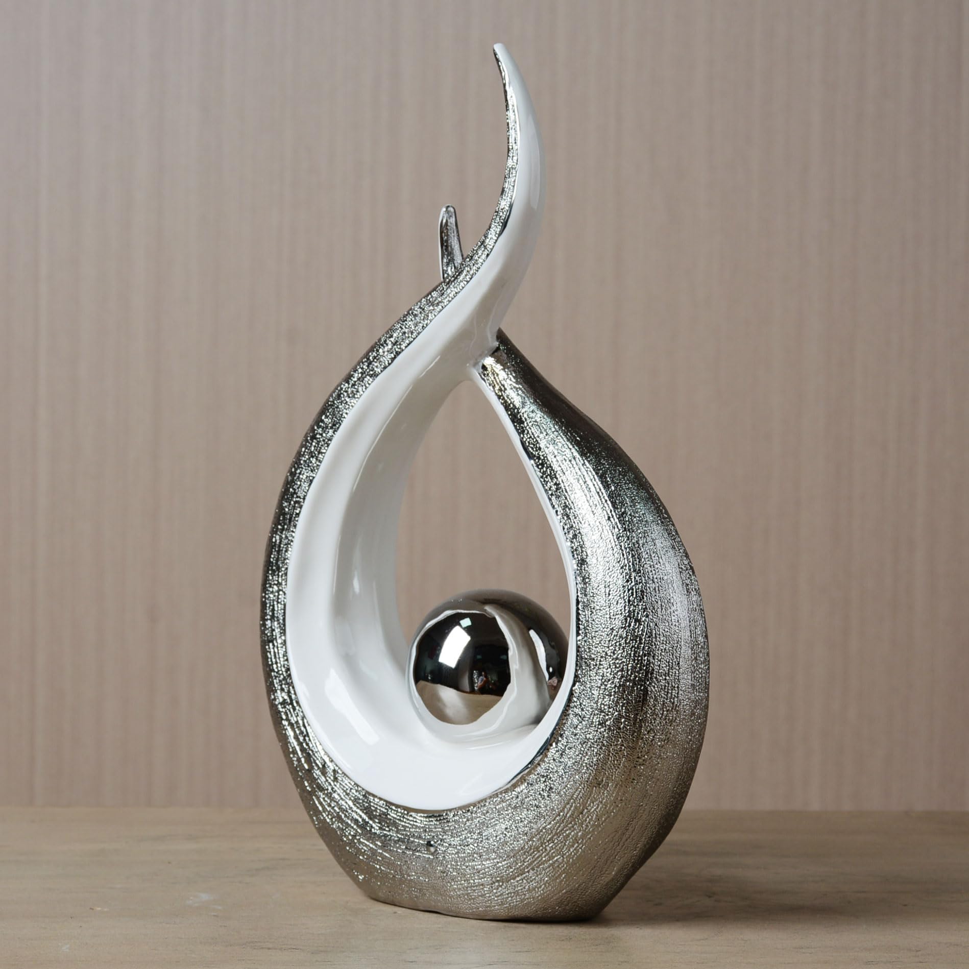 HAUCOZE Scultura Astratta Moderna Statua Decorazione Casa Figurina Mensola Arte Regalo per Casa Soggiorno Ufficio Ceramica 27cm