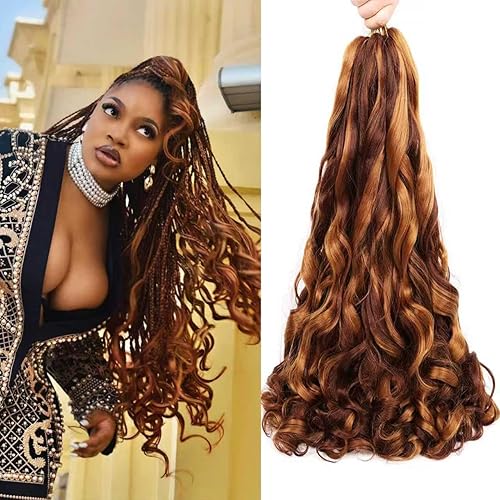 Mix Color French Curl Braiding Hair Pre Stretched 24 Inch