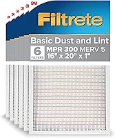 Filtrete 16x20x1 MPR 300 MERV 5 Furnace Air Filter 6-Pack - Electrostatic Pleated HVAC Filters for Cleaner Home Air, 3-Month Life