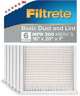 Filtrete 16x20x1 MPR 300 MERV 5 Furnace Air Filter 6-Pack - Electrostatic Pleated HVAC Filters for Cleaner Home Air, 3-Month Life