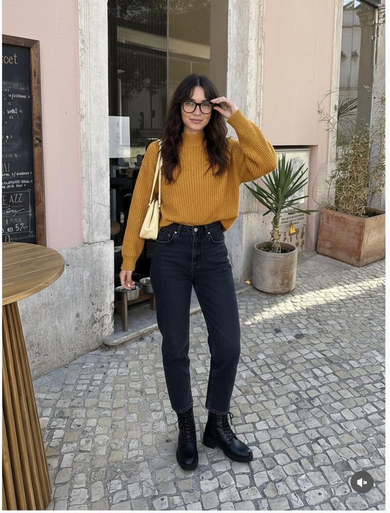 Women's Combat Boots Classic Lace-Up Ankle Booties with Side Zipper & Buckle, Chunky Mid Heel - Image 2