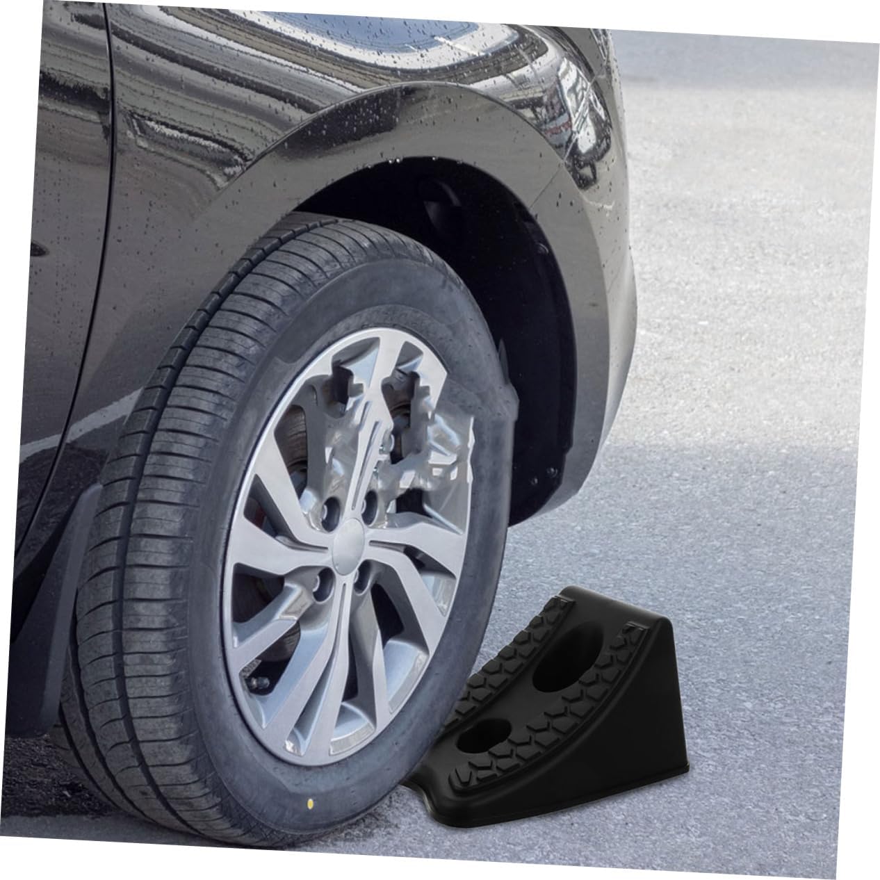 OUNONA 2pcs Black Plastic Wheel Chocks for Rv Trailer Off Road Vehicles