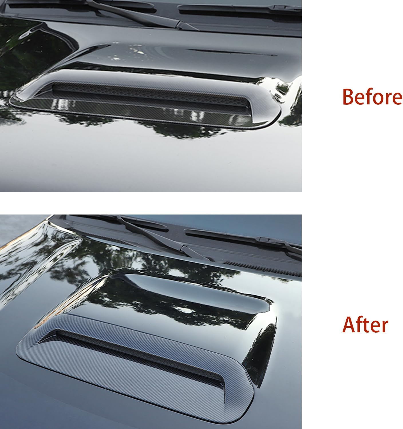 Exterior Car Accessories Fit for Toyota 4Runner 2010-2023 Front Hood Scoop Vent Cover Bonnet Trim ABS Carbon Fiber Grain 1pc