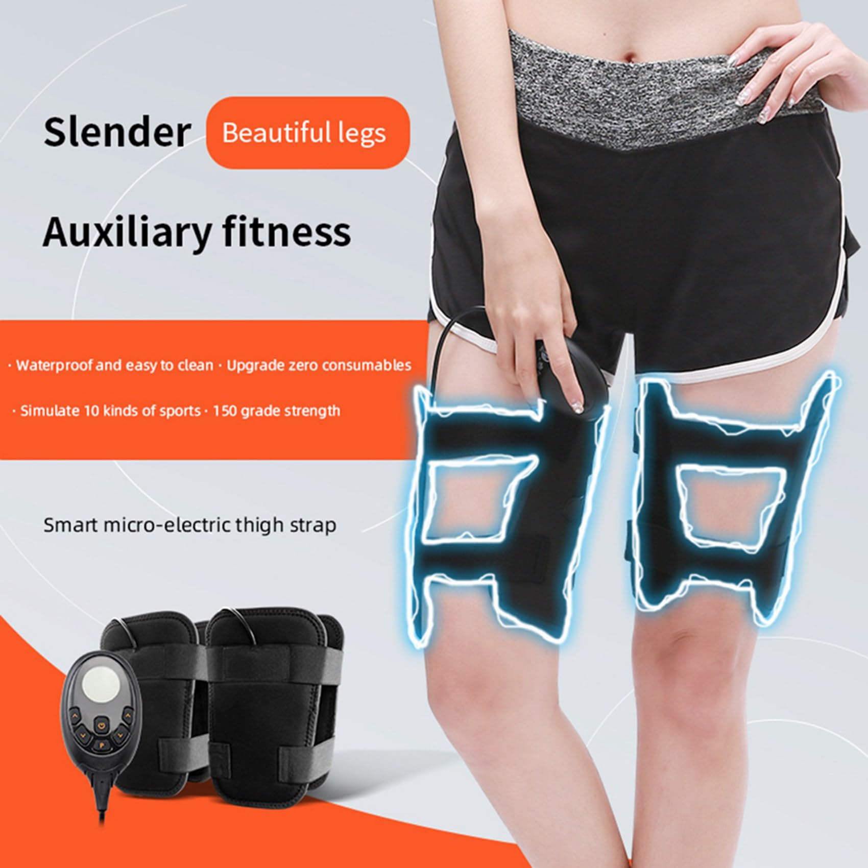 2X Upgrade EMS Stimolatore Muscolare Elettrico Massaggiatore Fitness TENS Anticellulite Gambe Cinture Trainer Dimagrante Coscia