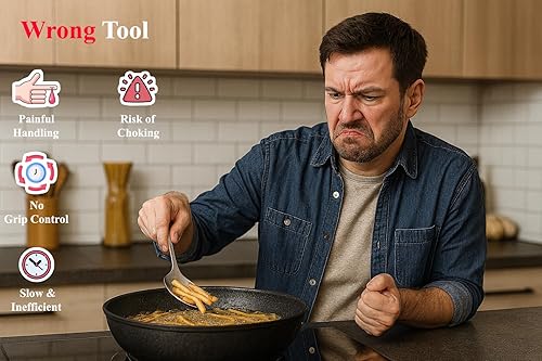 Miniatura 3 de Cuchara espumadora para freidora, cuchara coladora de cocina, cuchara de araña y utensilios para freidora profunda con cesta, cocina para freidora,