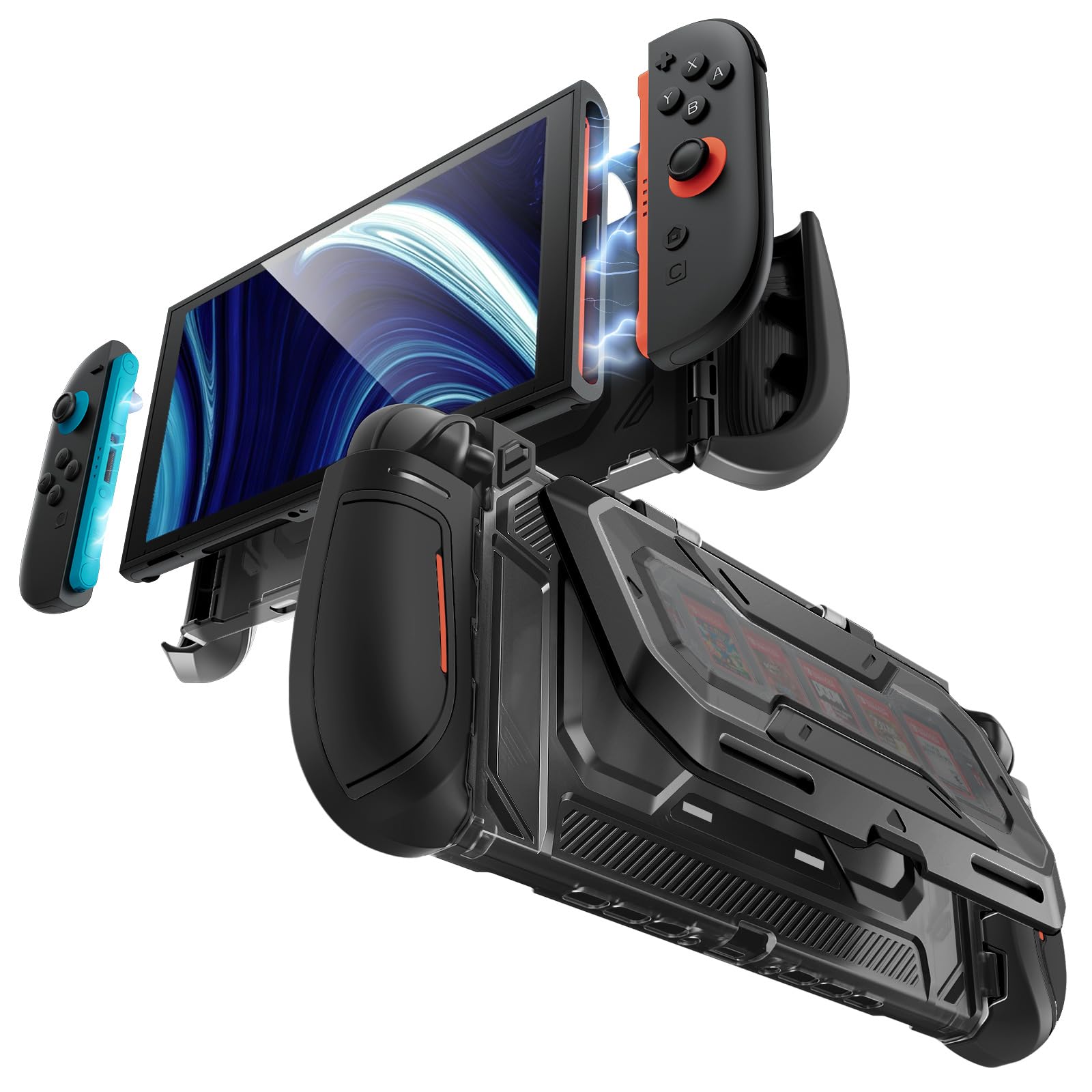 Mumba Dockable for Nintendo Switch 2 Case with Flip Stand, [Titan] Ergonomic Switch 2 Grip Protective Cover Holds 5 Game Cards & 2 TF Cards TPU Accessories and Quick-Release Joy-Con Design(Black) - Nintendo Switch 2 - Very Good - Used Controller