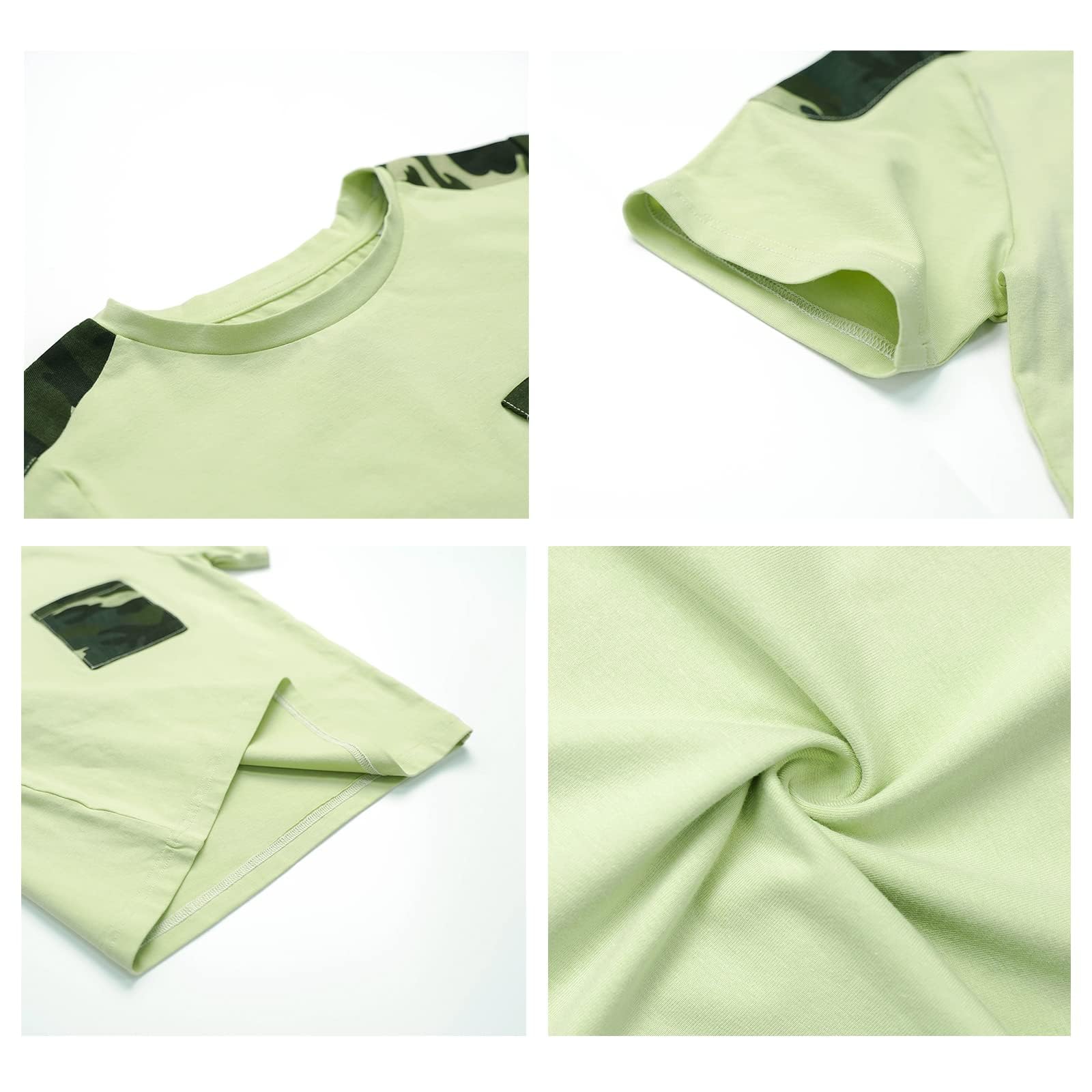 LOLANTA Jungen Kurzarm-T-Shirt + Camouflage Kurze Hose, 2-teiliges Sommer Bekleidungssets für Kinder