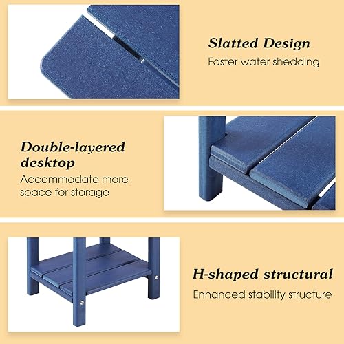 Miniatura 45 de Adirondack - Mesa auxiliar para exteriores, mesa auxiliar de patio resistente de 2 niveles, resistente a la intemperie, mesa auxiliar sólida de 16.5