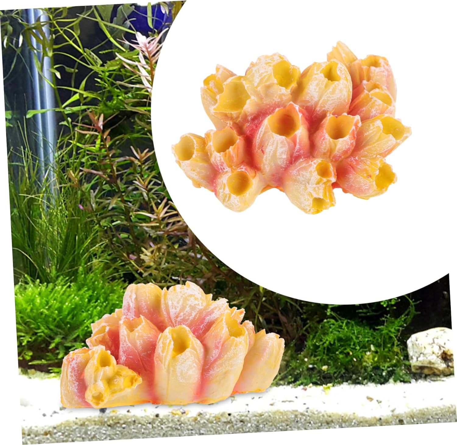 GALPADA 5pcs Aquarium Simulated Coral Reef Fish Decor Lifelike Resin Coral Figurine for Fish Tank and Aquarium Decoration Sea Anemone