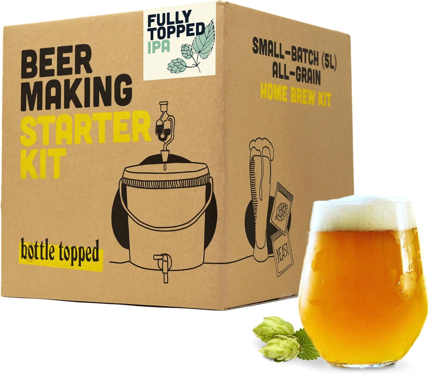 Fully Topped IPA Home Brew Starter Kit Beer Making Kit to Brew 5L of