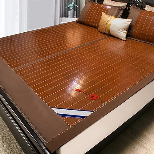 Breathable Carbonized Bamboo Summer Sleeping Mat - Cooling Mattress Topper Pad  Smooth Mahjong Bamboo Mat  Perfect for Double Bed, Students &amp; Home