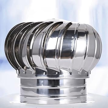 Roof Wind Turbines Cap Vent Roof Ventilator 304 Stainless Steel Wind Turbines, 8Inch 10Inch 12Inch Air Vent Outlet Rotating Roof Vents, NoRusts, No Deformation, All Purpose Chimney Cowls