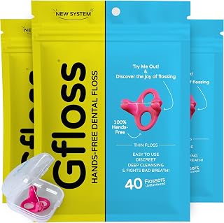 Gfloss ハンズフリー デンタルフロス - 120本(3個パッ…